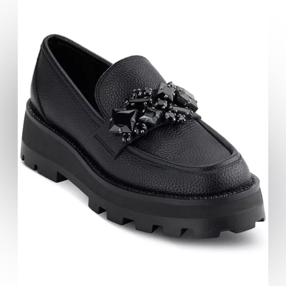Karl Lagerfeld Black Embellished Loafers